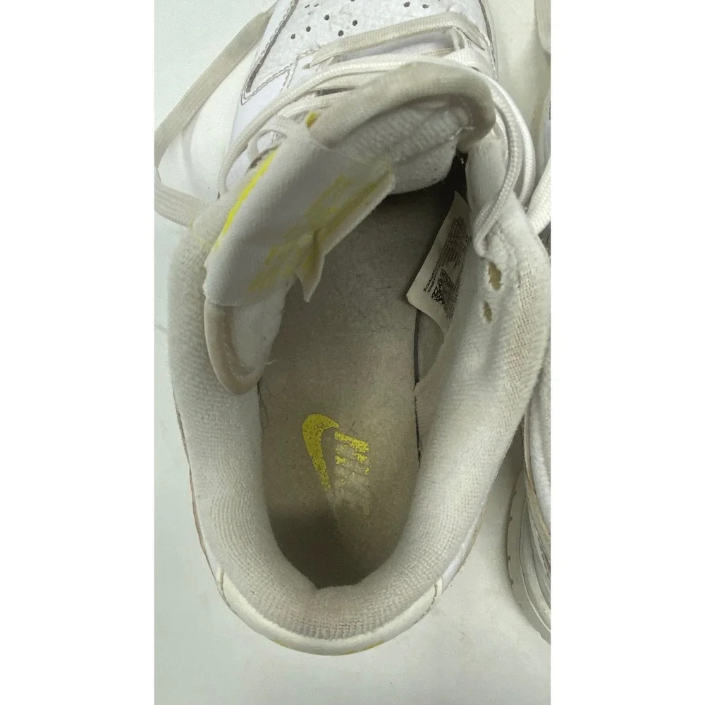 Nike Dunk Low White Pale Yellow Heart FD0803-100 Girls US 5.5Y Sneakers
